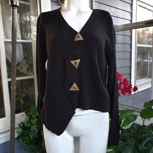 Vintage Putorti Asymmetrical Coconut Shell Button Details Sweater Size Large